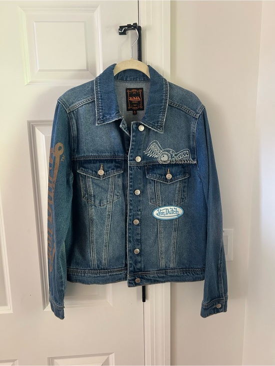 Von Dutch Jackets & Blazers - Von Dutch Blue Denim Jacket with Wing and Logo Patches